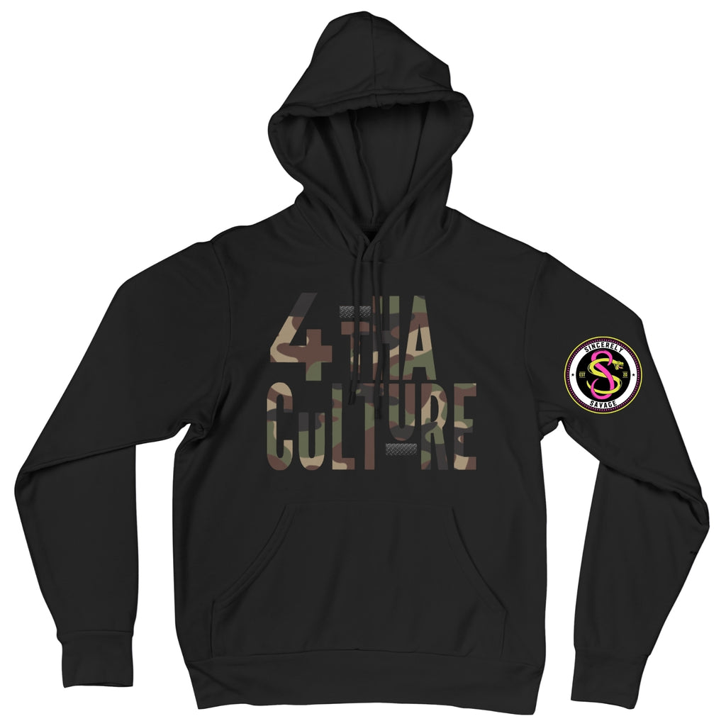 4 Tha Culture - Camo with Black Stripe - Hoodie