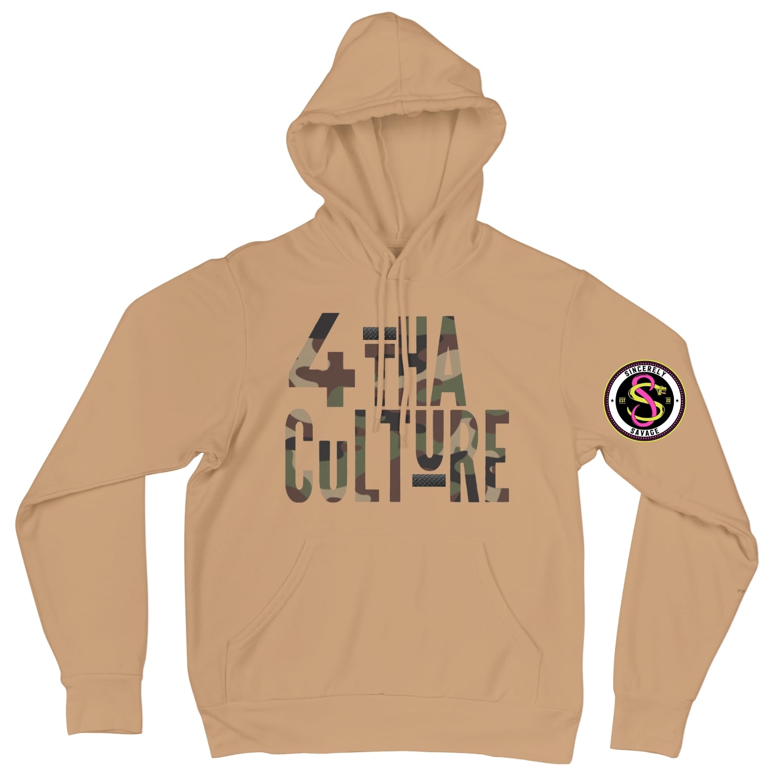 4 Tha Culture - Camo with Black Stripe - Hoodie