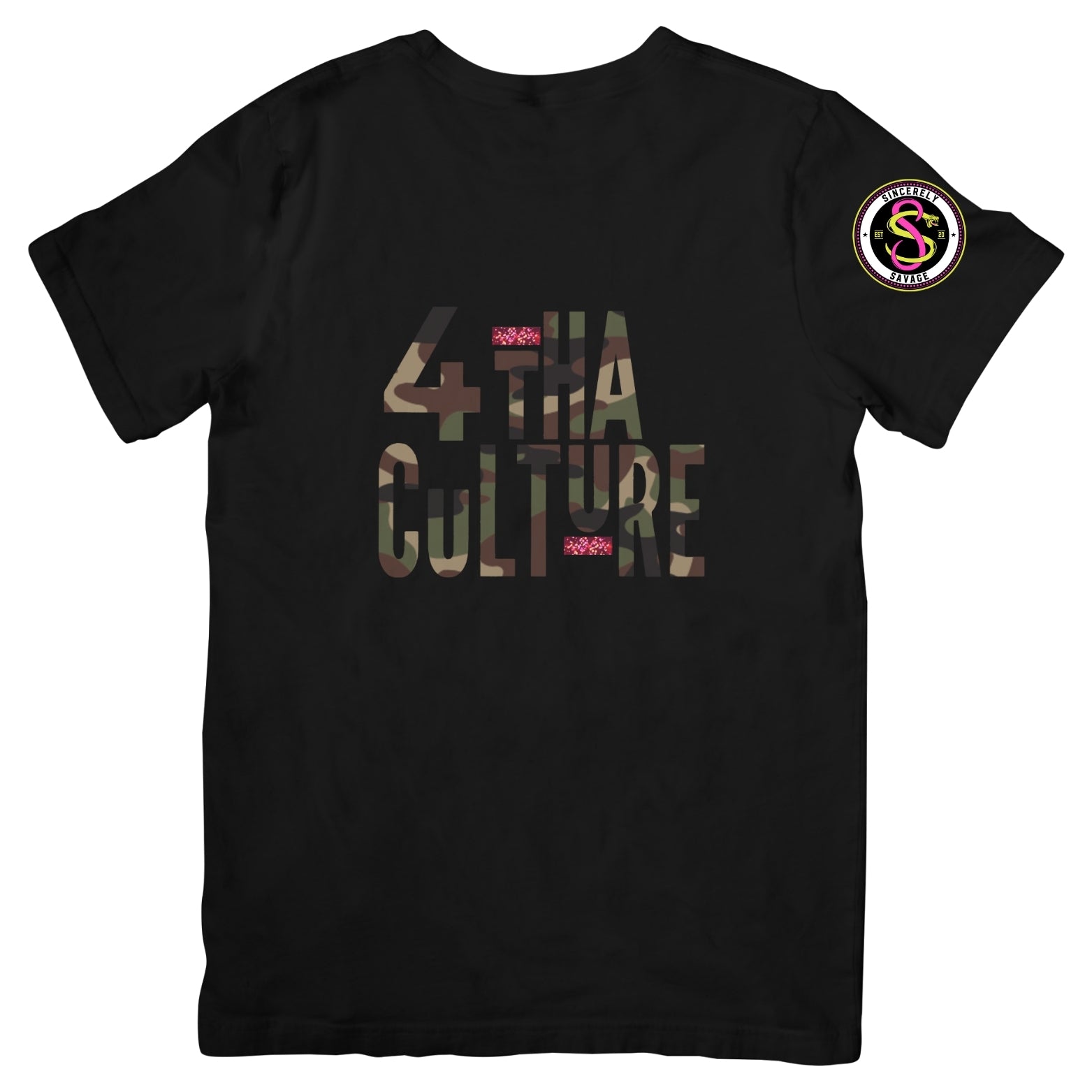 4 Tha Culture - Camo with Pink Stripe - T-Shirt
