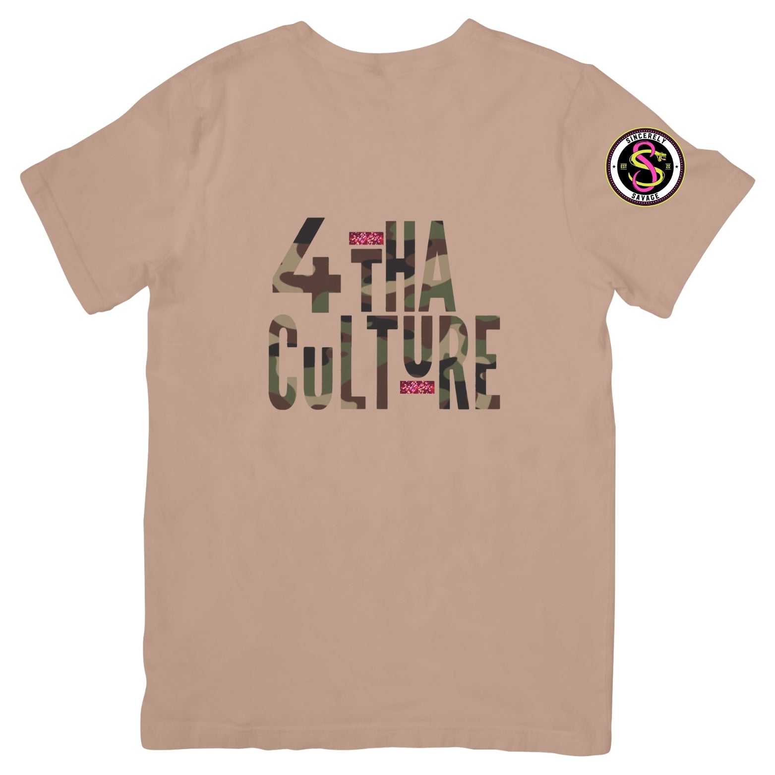 4 Tha Culture - Camo with Pink Stripe - T-Shirt