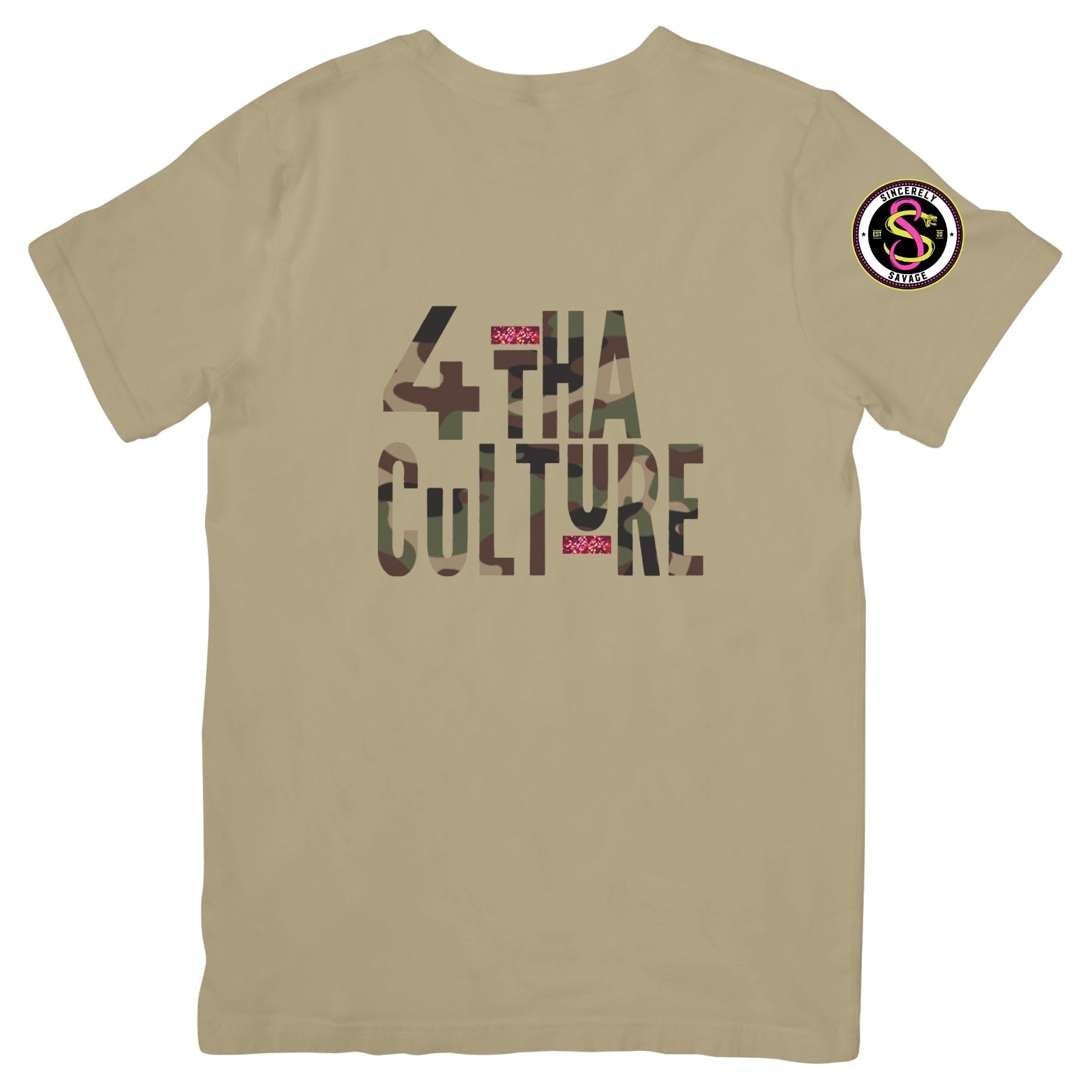 4 Tha Culture - Camo with Pink Stripe - T-Shirt
