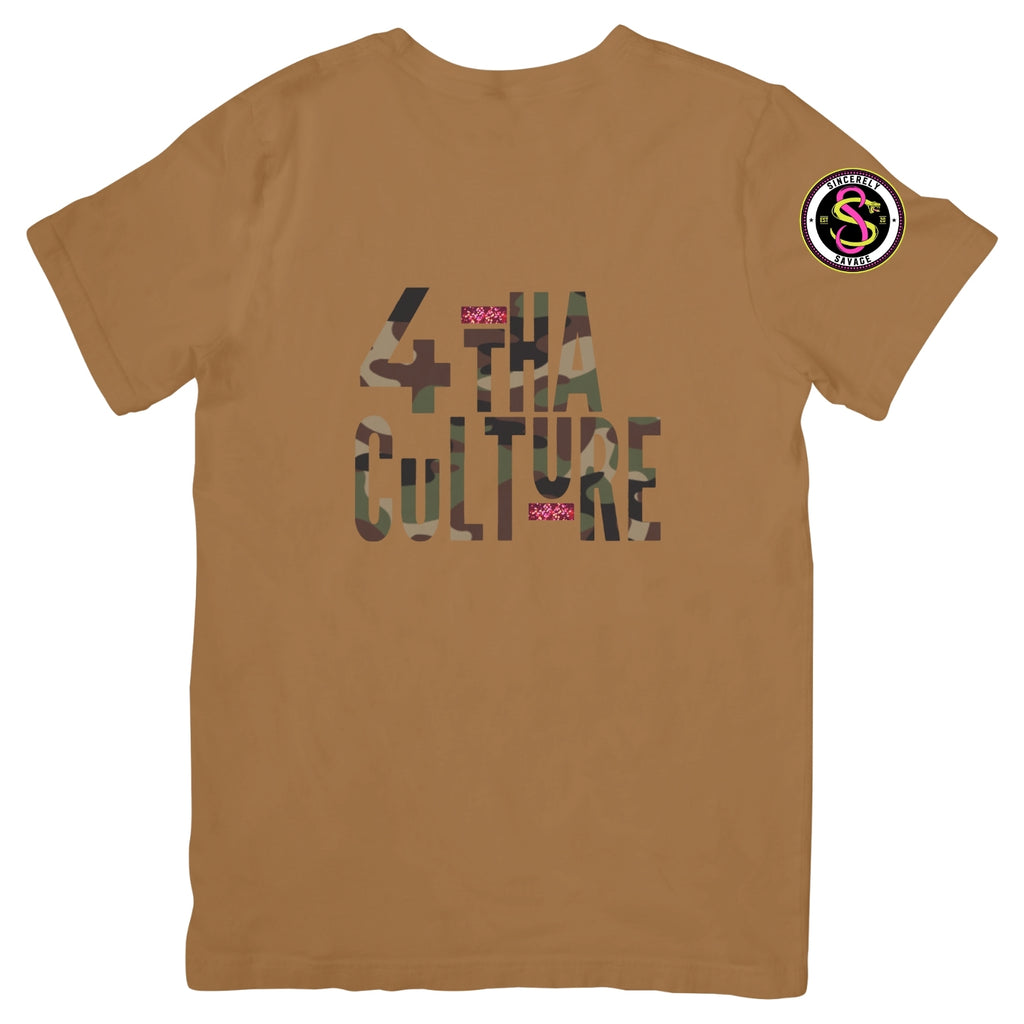 4 Tha Culture - Camo with Pink Stripe - T-Shirt