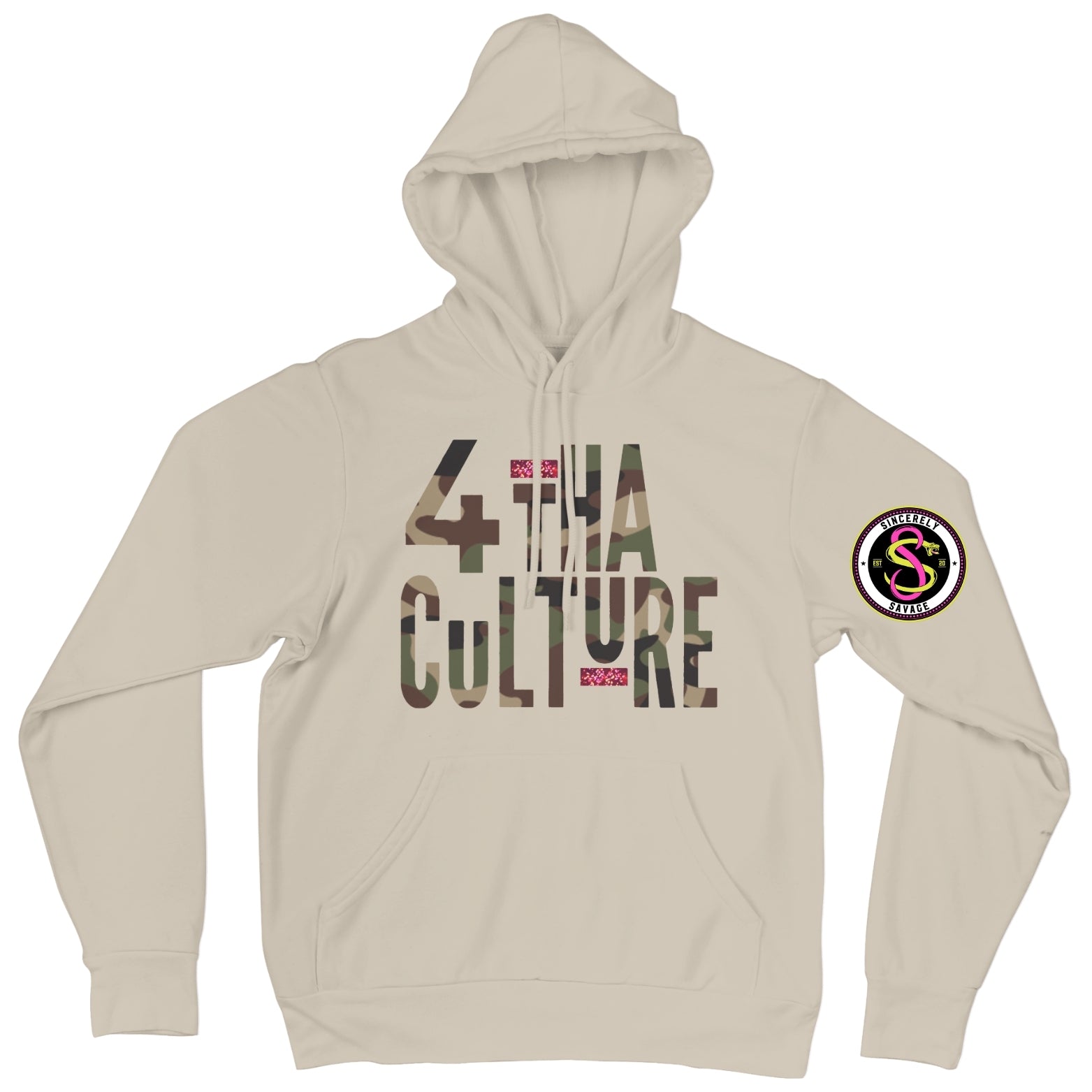 4 Tha Culture - Camo with Pink Stripe - Hoodie