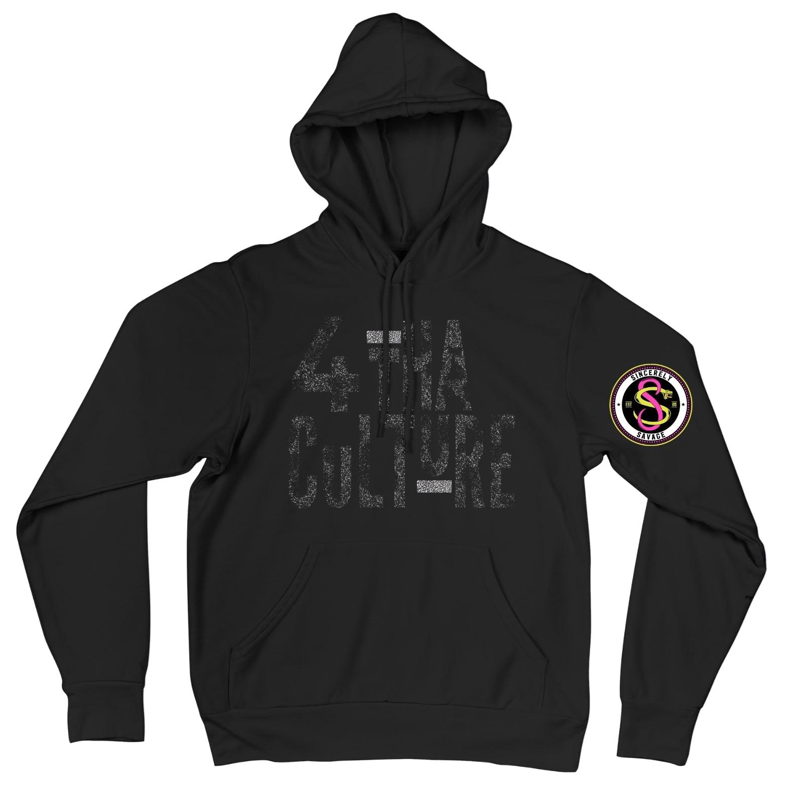 4 Tha Culture - Black Leopard with Black and White Leopard Stripe - Hoodie