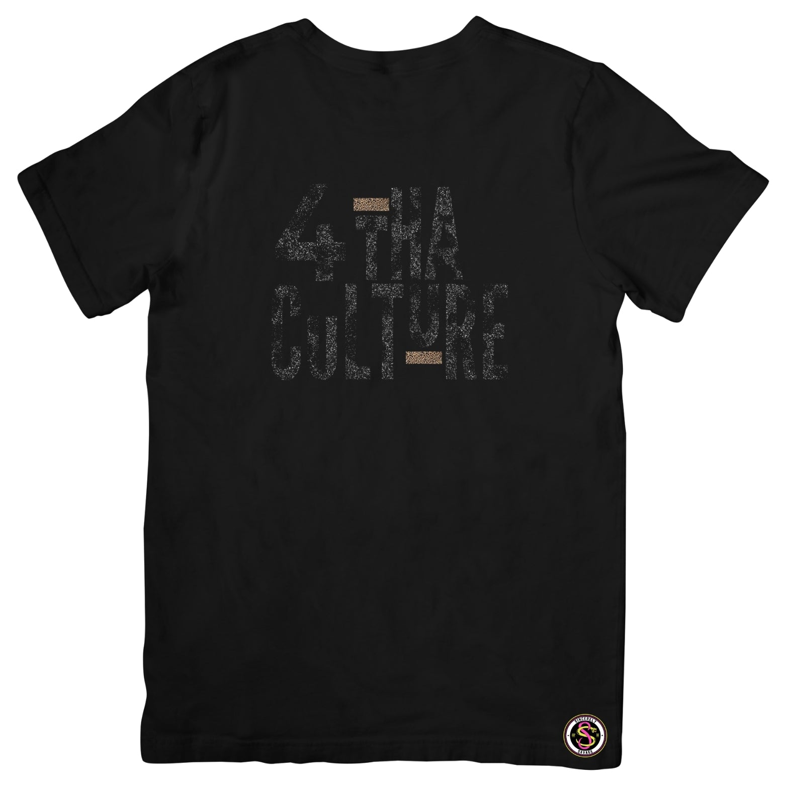 4 Tha Culture - Black Leopard with Leopard Stripe - T-Shirt