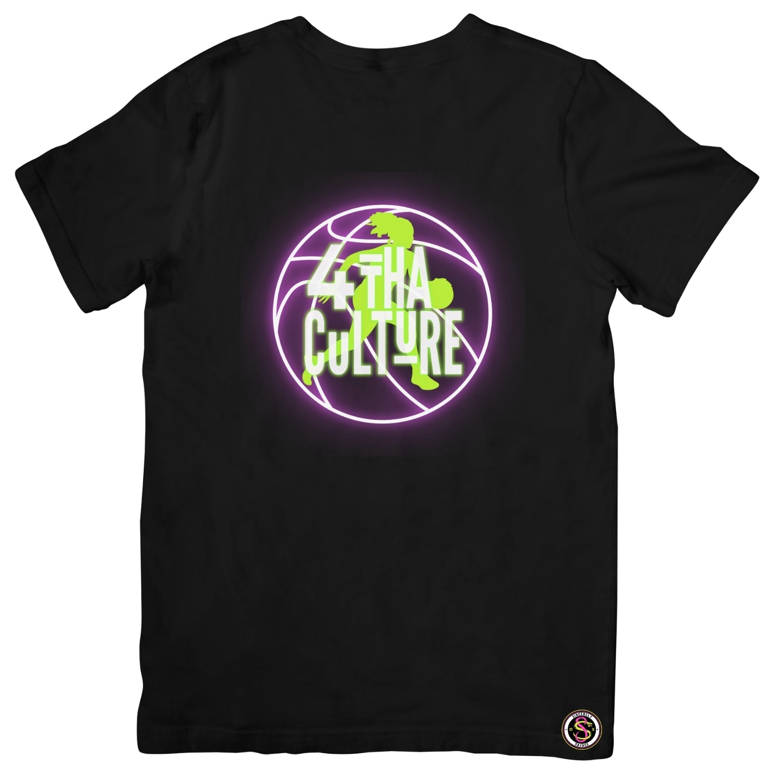 4 Tha Culture - Green Player Silhouette Pink Neon Basketball - T-Shirt